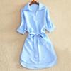 Women Shirt Dress Summer Loose Tunic Ladies Turn-Down Collar Casual Sexy Dresses