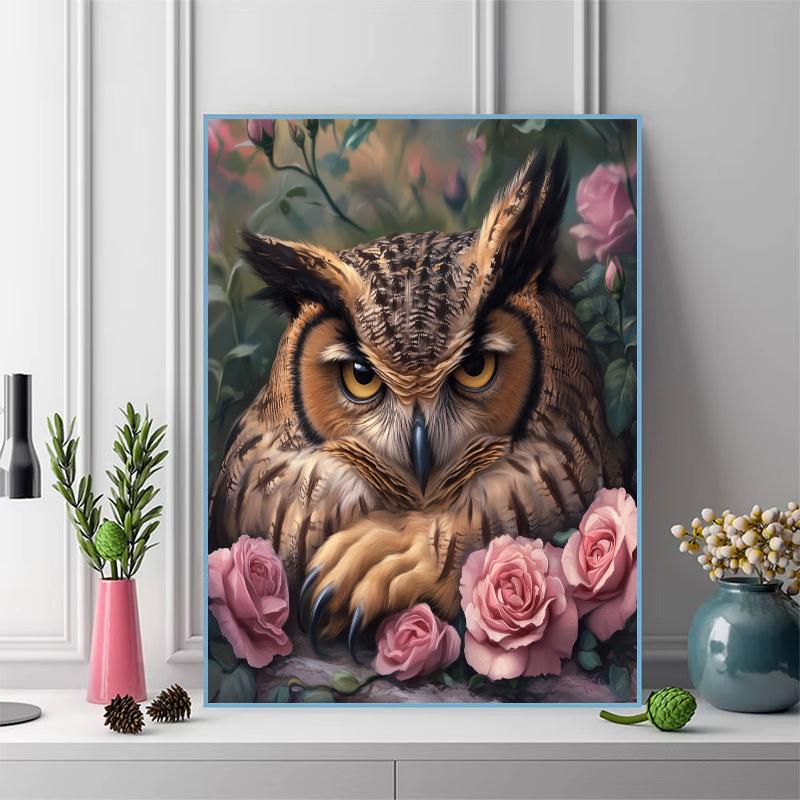 Owl and roses Pattern 3pcs 100% Round Full Drill 5D DIY Diamond Painting Embroidery Cross Stitch Rhinestone Décor
