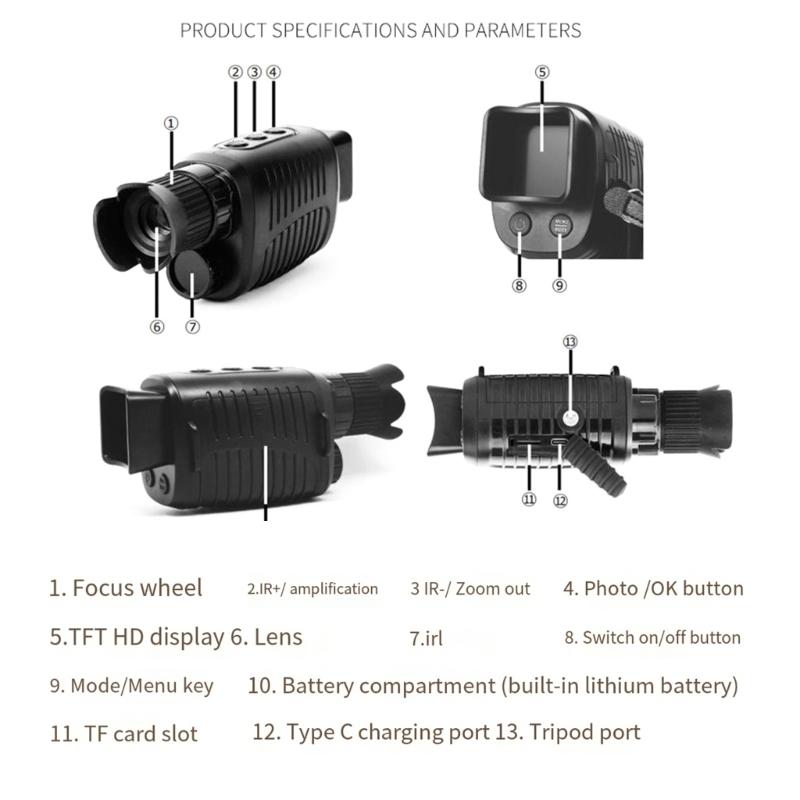 Наружная фото- и видеосъемка в видимом инфракрасном диапазоне высокой четкости, очки для наблюдения за птицами, однотрубные цифровые телескопы, приборы ночного видения