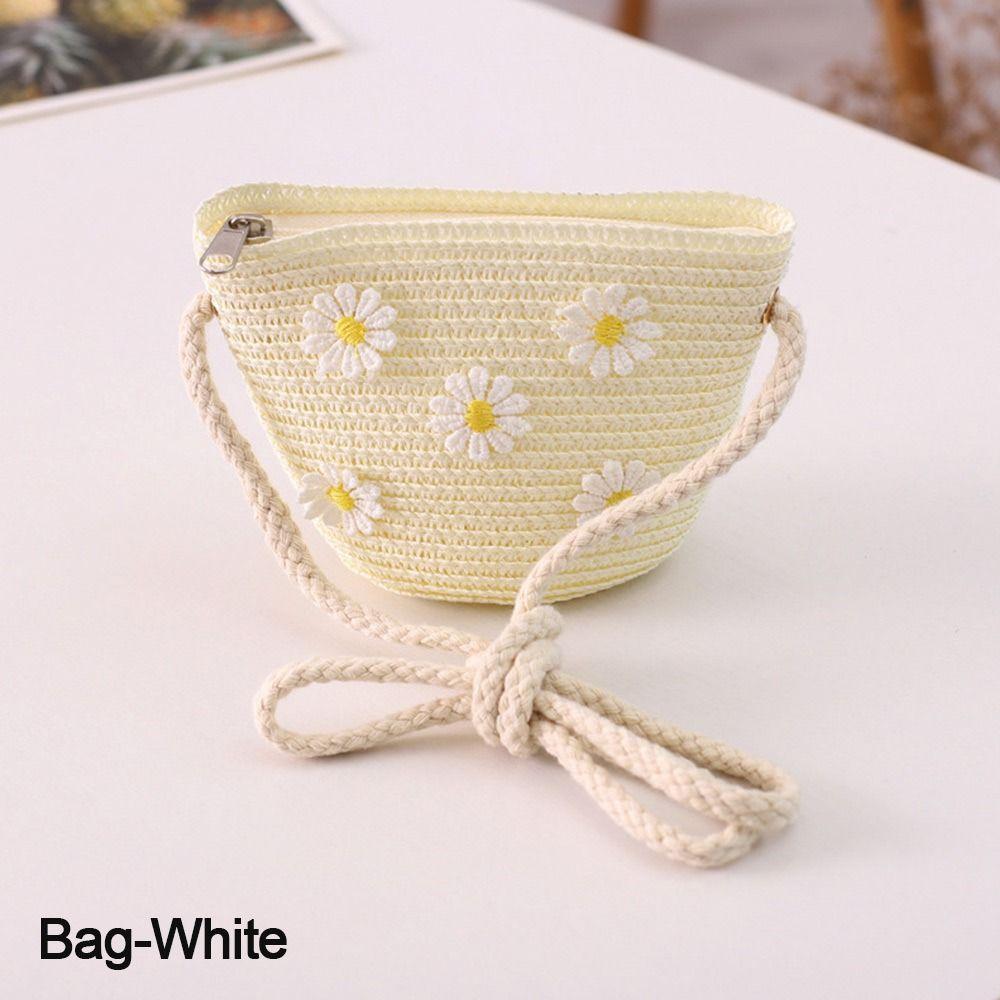 Мальчики Девочки С Сумочкой Панама Шляпа Соломенная Шляпа Летняя Детская Шляпа Солнцезащитный Козырек Цветок Воздухопроницаемая Шляпа