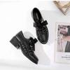 Fashion 2024 Retro Lace Up Leather Shoes Zapatos Para Mujeres Women's Thick Bottom Le Fu Shoes Rough Heel Soft Bottom Shoes for Women