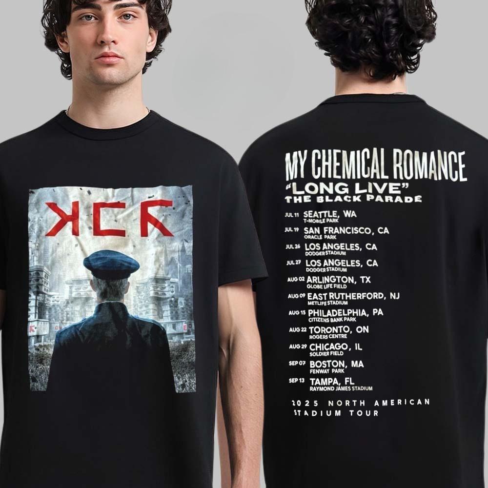 Футболка с мерчем My Chemical Romance Чикаго 29 августа 2025 года Я люблю группу сына Билли Двусторонняя футболка