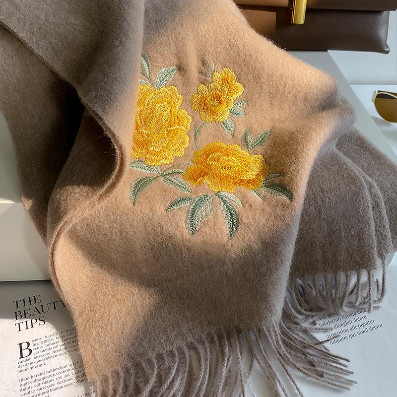 100% Wool Winter Scarf For Women Long Warm Cashmere Scarves Hijab Solid Lady Shawl Wrap Female Pashmina Bandana Head Scarfs New