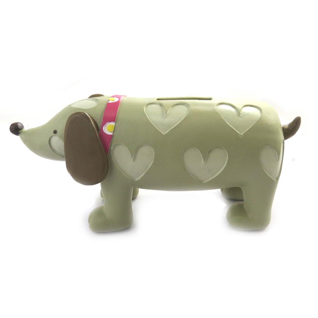 Les Trésors De Lily [M7747] - Копилка смоляная 'Dog Tequel' зеленая - 195x85x70 мм