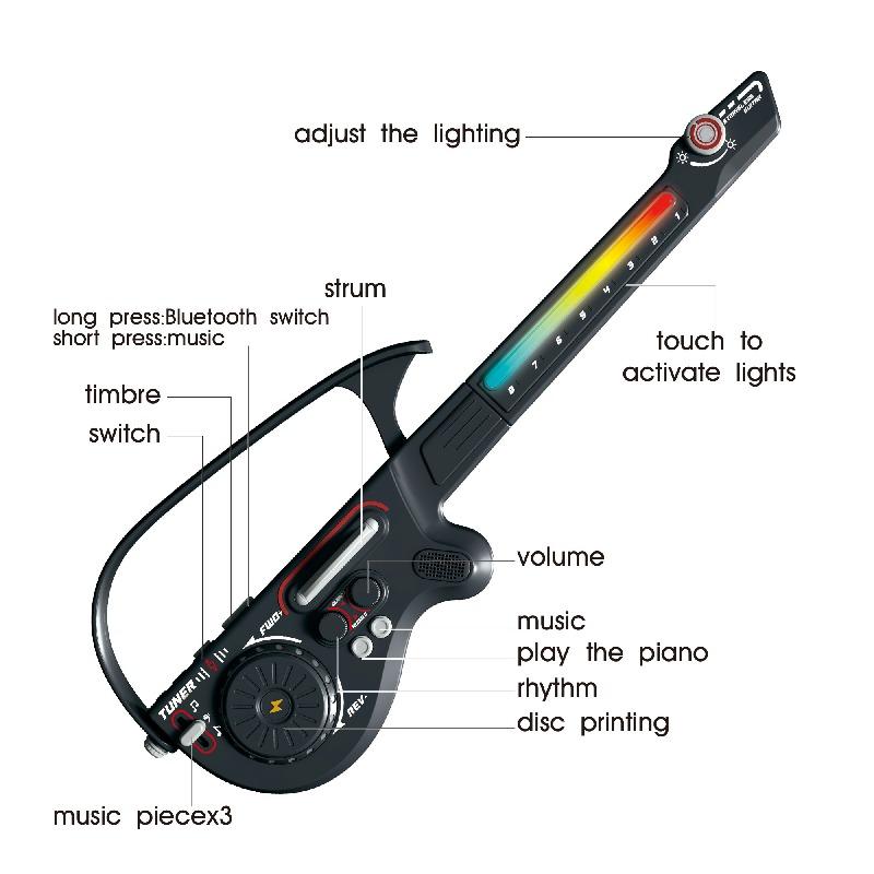 Умная электрическая гитара игрушка без струн DJ микширование с Bluetooth светодиодной подсветкой звуки бас-гитары для музыкального просвещения детский подарок