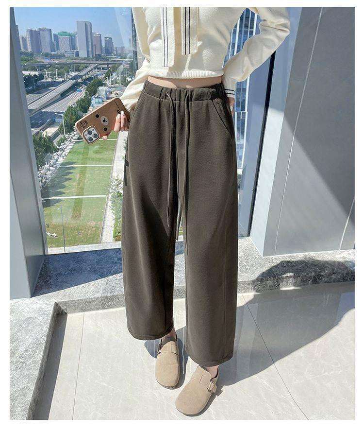 Women's 2025 Loose High-Waist Wide-Leg Velvet Sweatpants