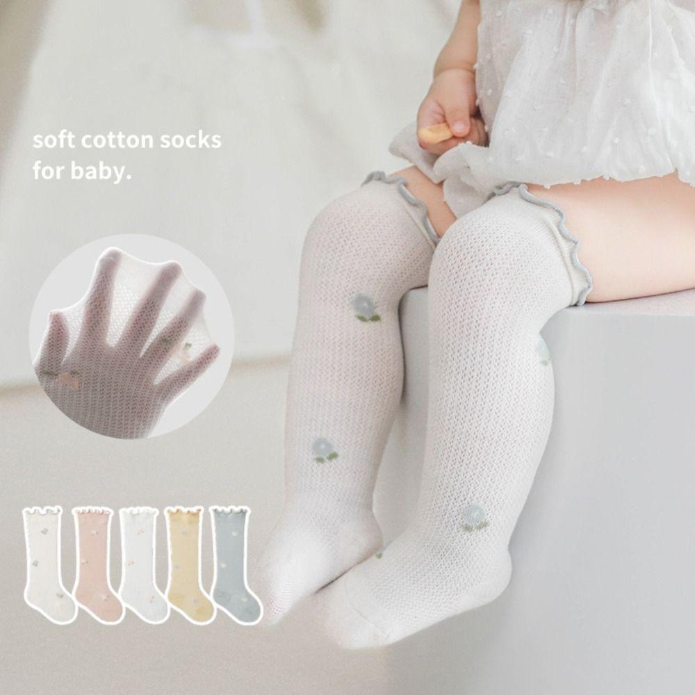 Summer Ruffle Knee Socks Solid Color Baby Socks Fashion Long Stockings  Newborn Baby
