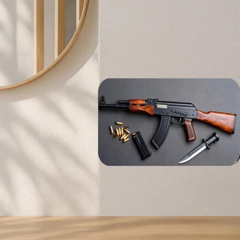 Винтажная металлическая жестяная табличка AK Rifle Военное настенное искусство для мужской комнаты, бара, гаража