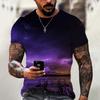 Summer Men's Top Oversized T-Shirt Casual Lightning Cool 3d Digital Print T Shirts for Male Short Sleeve Tee