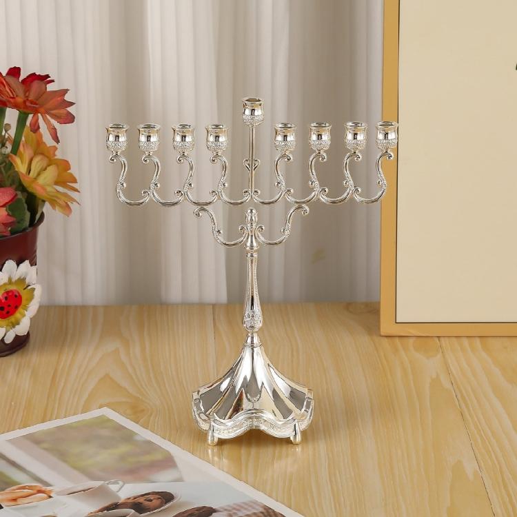Metal Menorah Candelabra 9 Branch Hanukkah Menorah Candle Holders Jewish Candle Holders for Shabbat,Tabernacle