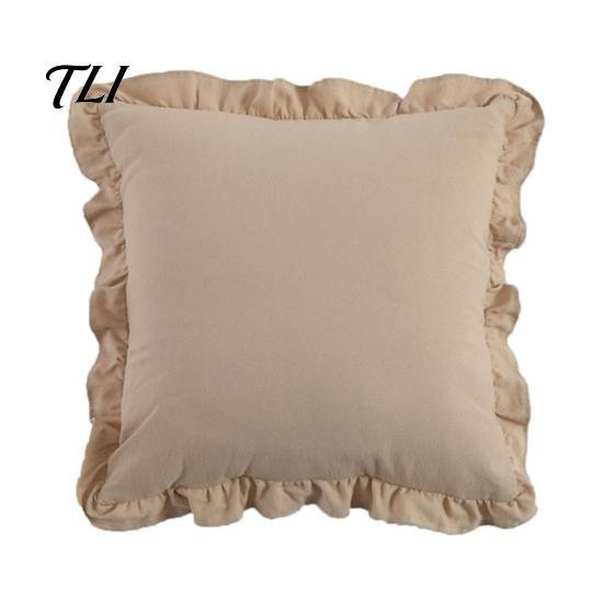 Solid Color Throw Pillows Ruffle Pillow Cover, Cotton Plaid Case with Frill Edge, 18x18 Comfortable Slips Inch 20x12 Decorative Cover for Farmhouse