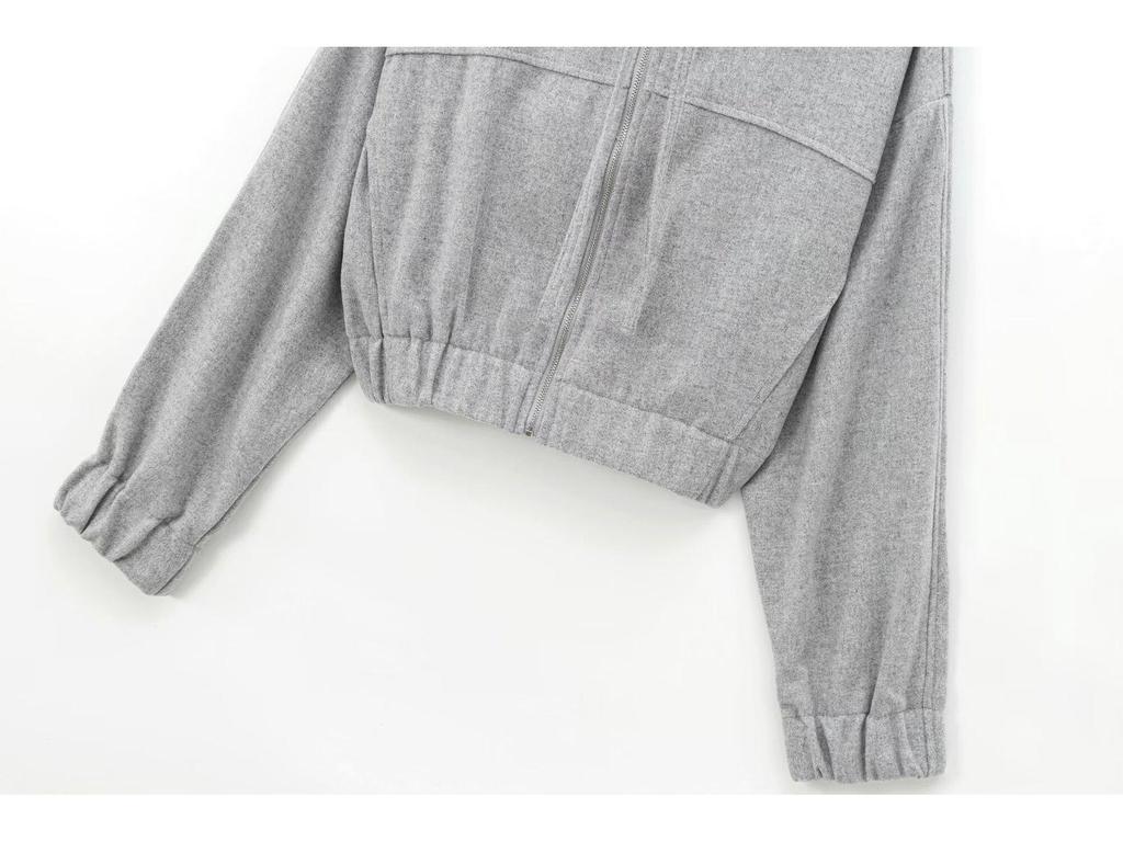 ZA Women's Spring 2025 Wool Blend Hooded Jacket & Straight Leg Pants Set