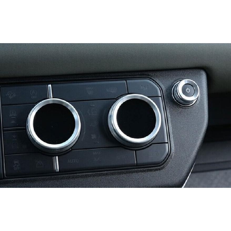 Central Console Ac Knob Cover Trim 3X For Defender 110 - Silver Aluminum