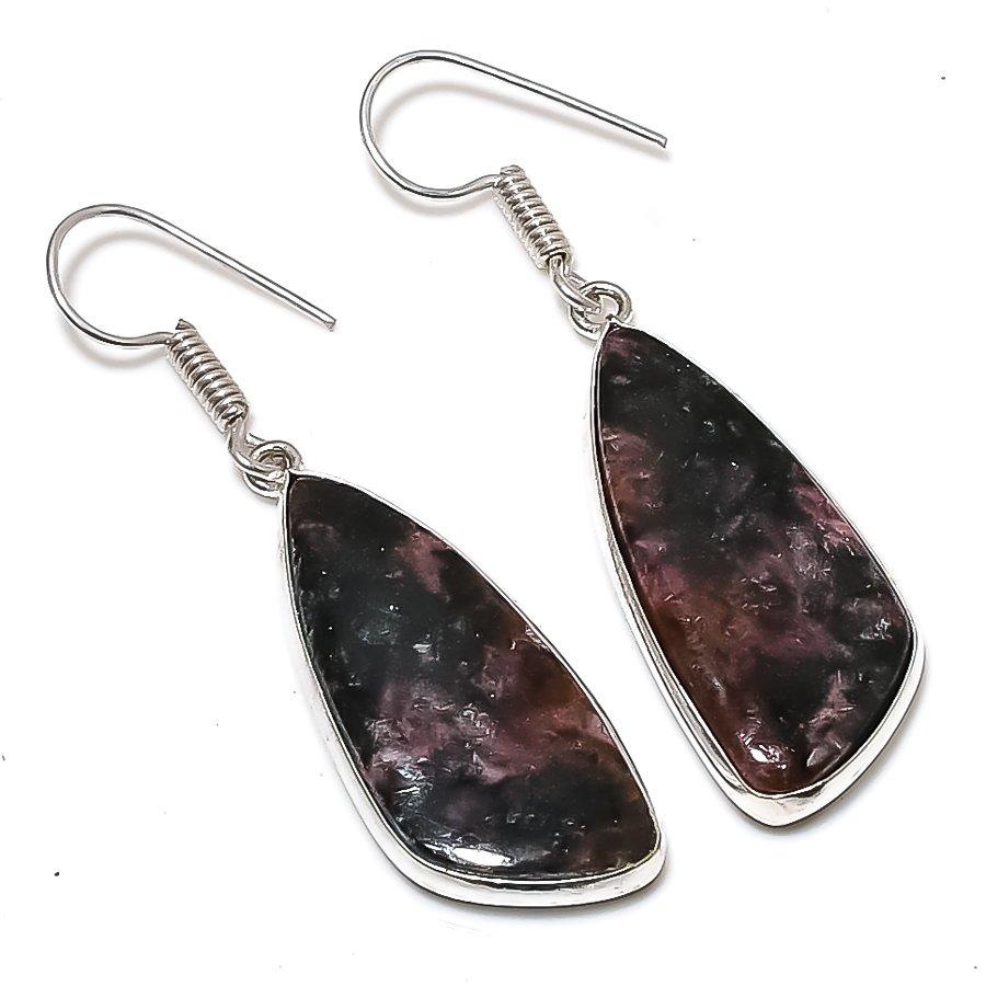 Родонит Ручной работы 925 Стерлинговое серебро Подарок Ювелирное изделие Серьга Для женщин 1,85" p5E24