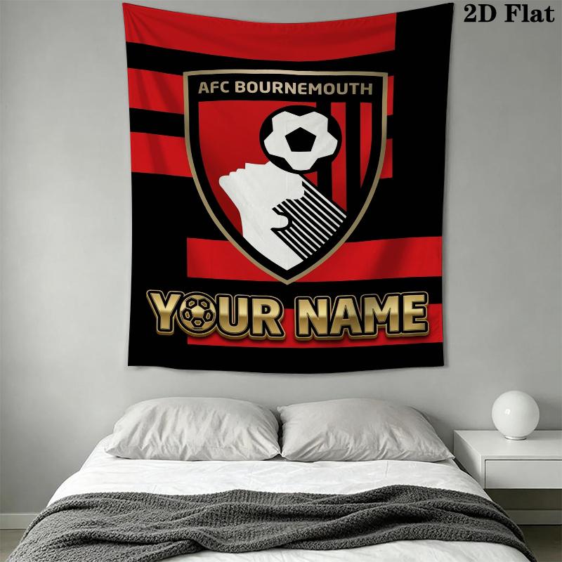 Custom Name Afc Bournemouth Wall Tapestry Aesthetic Wall Hanging Printed Fabric Blanket Decorative Tapestries for Bedroom Living Room Home Decor