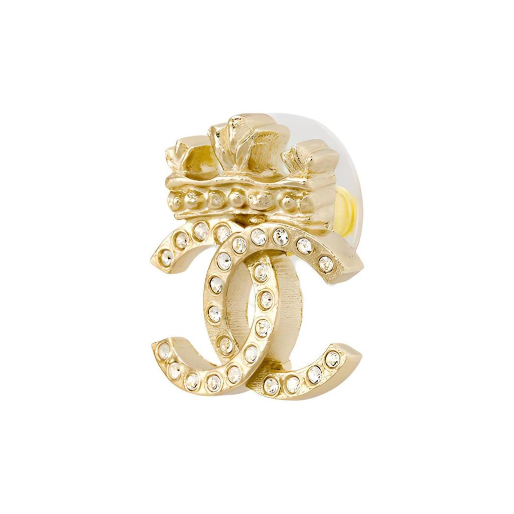 Chanel Classic Double C Logo Crown Earrings Women earrings Gold AB6662-B06123-ND152