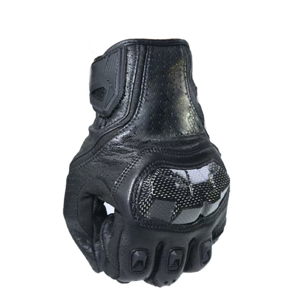 Custom Design Leather Carbon Fiber Motorcycle Gloves Touchscreen Compatible Anti-slip Breathable Outdoor Sports Universal Season