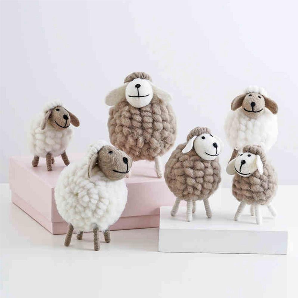 Wool Felt Sheep Party Supplies Mini Table Ornament Home Furnishings Desktop Decor Figurines