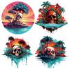 Summer Beach Thermal Stickers Sugar Skulls Parches Ropa Diy Heat Transfer Cap Hoodies Clothes Sticker Custom Patch Vinyl