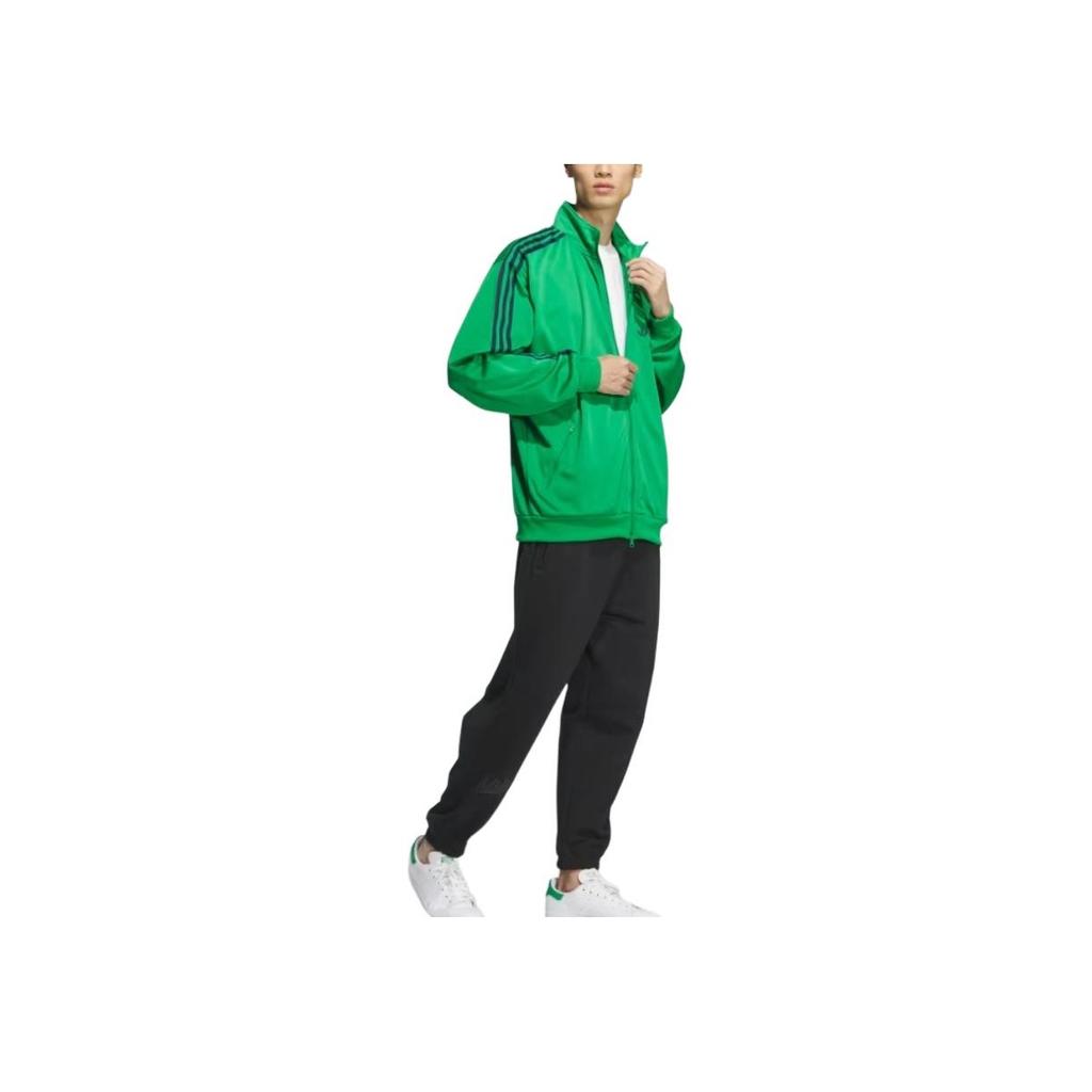 adidas Спортивная куртка Originals с логотипом и полосами, воротник-стойка, спущенное плечо, длинный рукав, унисекс, цвет Зеленый Ночной Синий IZ4924
