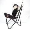 Leather Butterfly Chair - Black & White Cowhide Design Cover, Foldable Chair for Home Décor, Living Room, Outdoor, Housewarming Gift