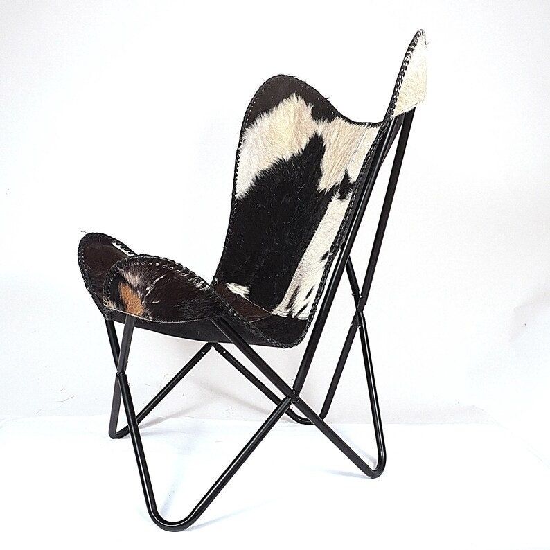 Кожаное кресло-бабочка - чехол из черно-белой коровьей кожи, складное кресло для домашнего декора, гостиной, улицы, подарок на новоселье