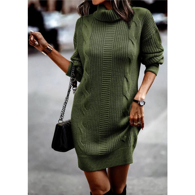 YYFS Женская мода повседневная осень-зима однотонный принт длинный рукав высокий ворот свитера