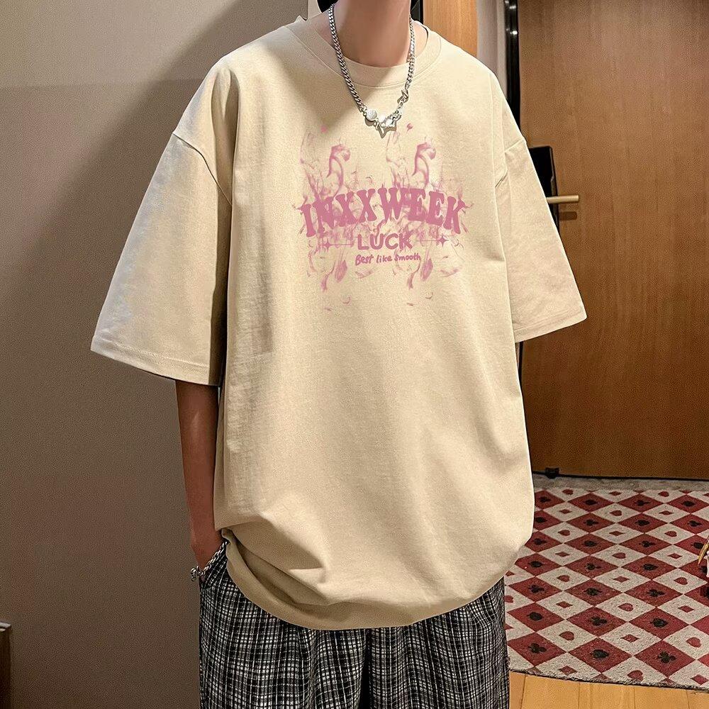 2024 New Short-Sleeved T-shirt Men's Ins Fashion Brand European and American Hip Hop Style Round Neck Bottoming Shirt Top Summer