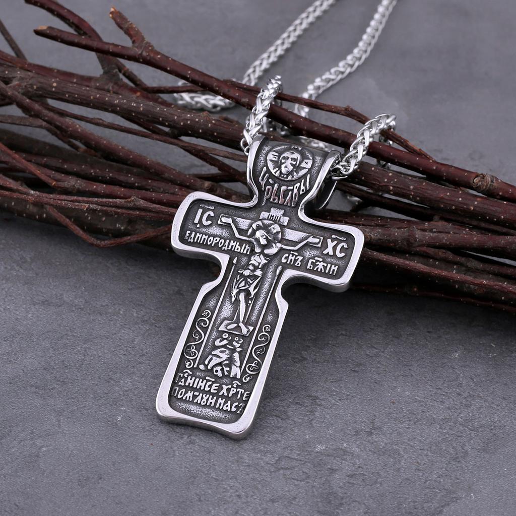 Модное религиозное ожерелье с крестом Иисуса из нержавеющей стали, мужское ожерелье с подвеской в ​​виде Святого Бенедикта веры, винтажное очаровательное ювелирное изделие, подарок