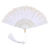 Vintage Folding Fan Feather Lace Chinese Craft Fans Dance Hand Fan Can DIY Feathers Fan Home Decoration