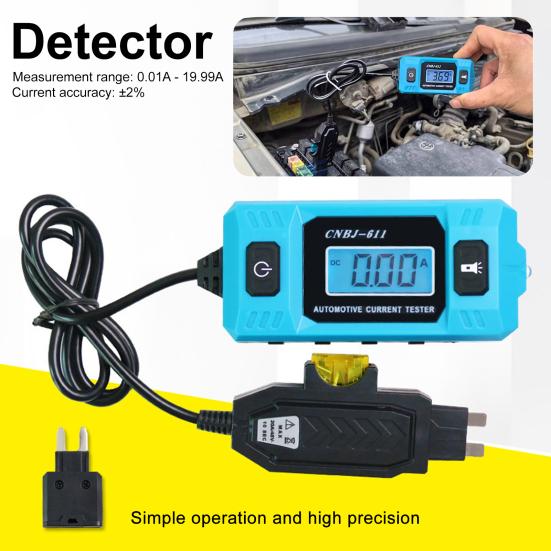 Тестер неисправностей цепи Автомобильный детектор тока с синим ЖК-экраном с подсветкой Встроенная фара для проверки цепей легковых и коммерческих автомобилей