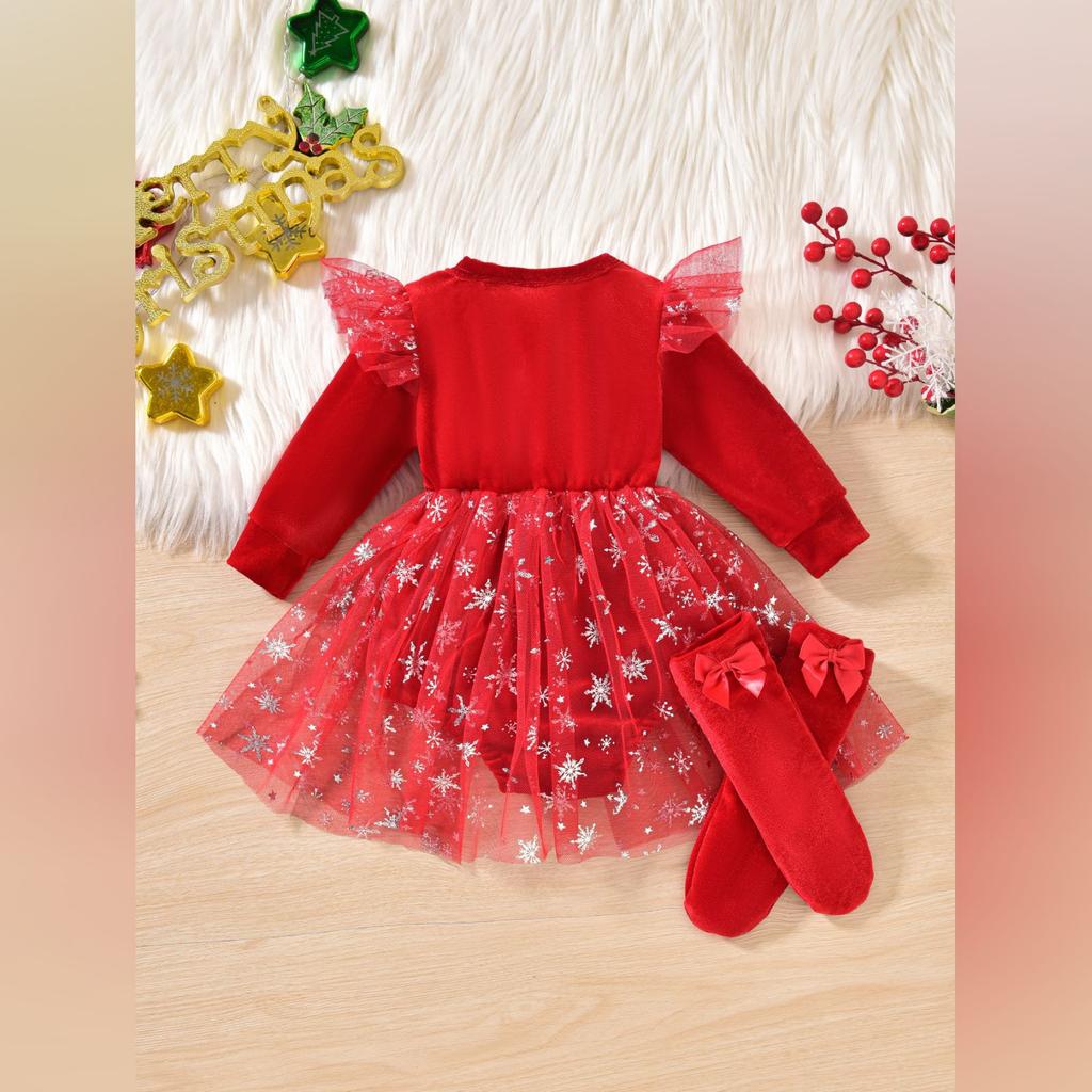 Рождественский комбинезон-платье костюм