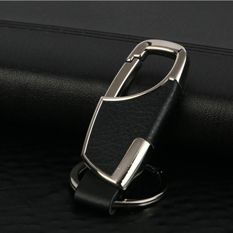 Кольцо с карабином для ключей. Металл, кожа