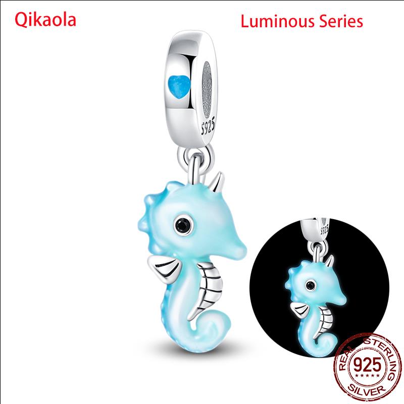 Original 100% sS925 Sterling Silver Luminous Octopus Ocean Series Charms Fit Bracelet DIY Beads Ms Jewelry Gift New In