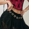 Salircon Хип-хоп Панк Полый Пятиконечная Звезда Цепочка на Талию для Женщин Модный Металлический Геометрический Звездный Body Chain Минималистичный Аксессуар для Тела