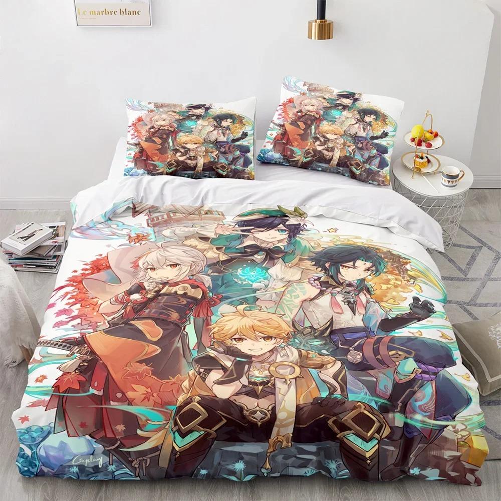Anime Duvet Cover Pillowcase, Boy and Girl Home Comforter Sets 2/3pcs Bedding Set, Bedroom Decoration Gifts