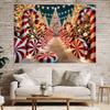 2D flat 1 piece of Christmas candy cane path polyester background fabric  trees and candy canes  perfect Christmas decoration