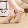 Summer New Women's Shoes Fish Mouth Thin Heel High Heel Sexy Sequins Fashion Women's Sandals Female Hair