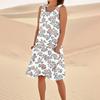 Women's Casual Summer Floral Print Sleeveless Pocket Dress