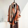 Letter imitation cashmere new scarf light luxury winter trend warm horse print scarf thickened short beard shawl