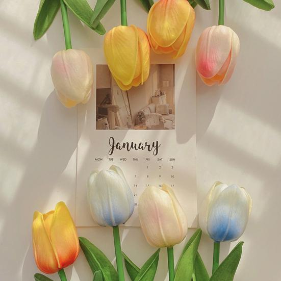 Искусственные цветы, яркий реквизит для фотографий, красивые, практичные, настоящие сенсорные цветы, букет тюльпанов, товары для вечеринок