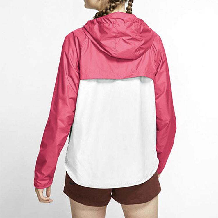 Nike Sport Color Block Zip Up Hooded Water Resistant Jacket American Vintage Sweatshirt Women Jacket White Pink BV3940-639