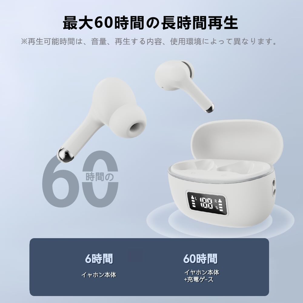 Bluetooth Wireless AI ENC IPX7 Up to 60 Hours of 2025 Latest Bluetooth Sound Low Instant Single or for Web and Compatible with iPhone and Android