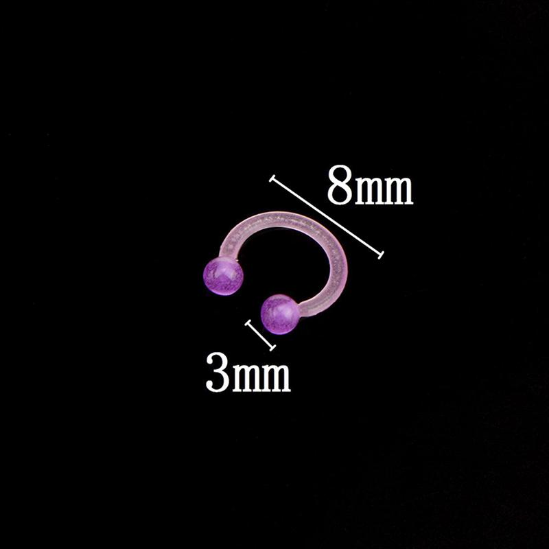 Set Acrylic Luminous Bar Lip Nose Septum Ear Ring Stud Body Piercing Jewelry