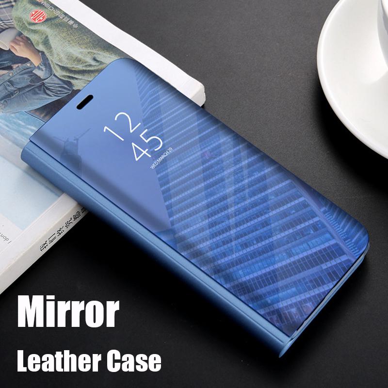 Умный зеркальный чехол для телефона с защитой от падения, магнитный флип из искусственной кожи для Samsung Huawei Honor Xiaomi Redmi iPhone OnePlus