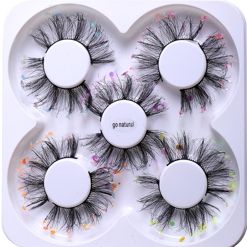 Европейские и американские посадки накладных ресниц 5 пар светящихся моделей Натуральные послушные толстые привитые ресницы