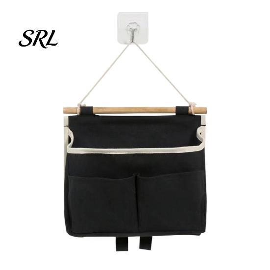 Daily Necessities Organizer Wall Hanging Storage Bag with 3 Pockets, Cotton And Linen Waterproof Multi Pocket Pouch, Over The Door Closet for Bedroom