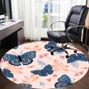 1pc Butterfly Floral Office Round Area Rug, Indoor Mat Suitable For Office, Under Office Chairs Bedroom Living Room Home Decor, Room Deco