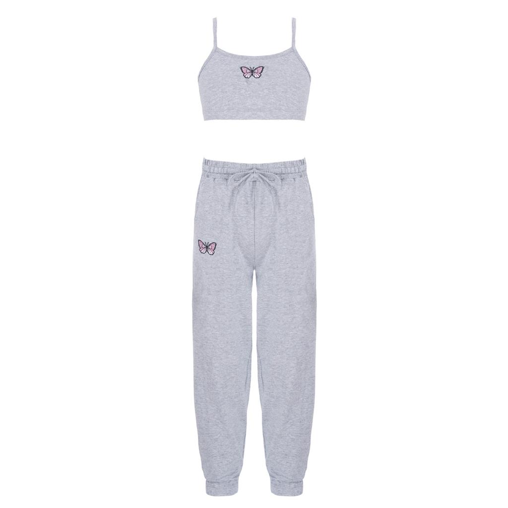 Детский комплект повседневной одежды для девочек, укороченный жилет без рукавов и штаны для тренажерного зала, бега, тренировок, танцев