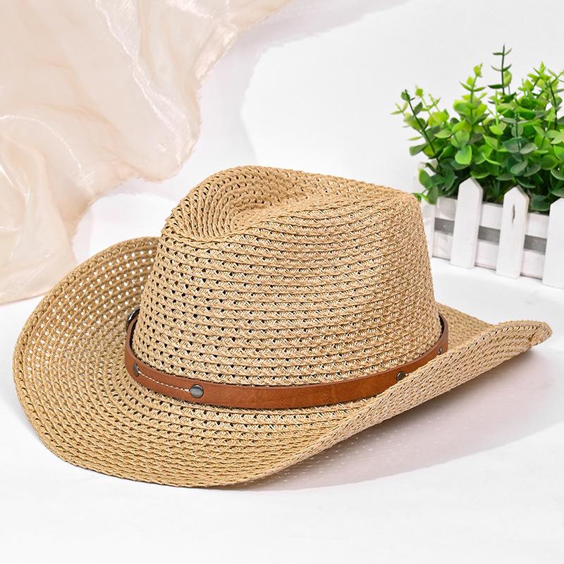 Western cowboy hat male retro ethnic style jazz hat children show face small straw hat sunscreen sun hat wholesale